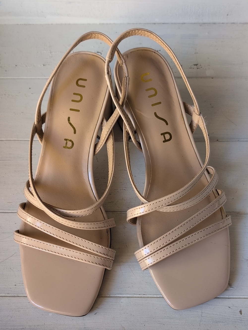 Unisa Beige Strappy Slingback Heels